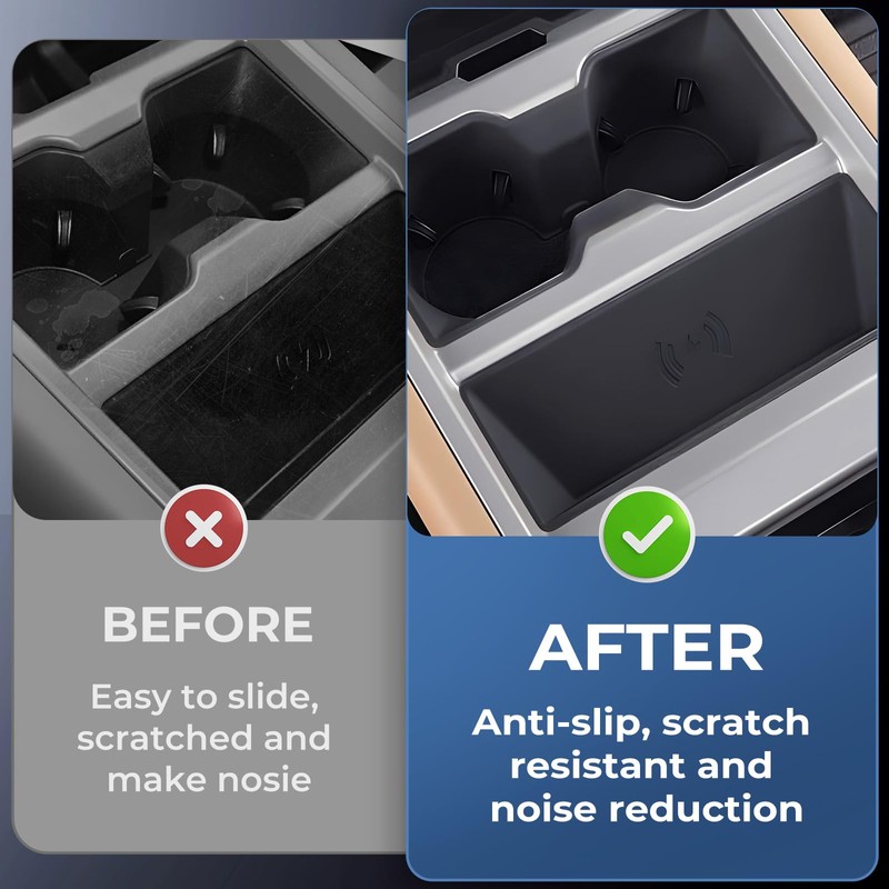 KATORN Cup Holder Insert & Wireless Charging Protective Mat for