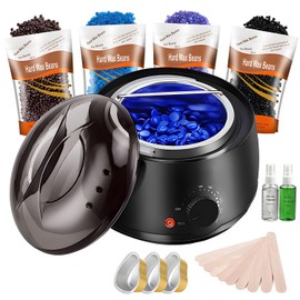 Calentador de Cera Eléctrico,Kit Calentador de Cera,Pro Wax,con 400 Gramos de Cera Española para Depilacion SPA,con 10 Espátulas,Adecuado Casero SPA Cara Brazos Axilas Piernas