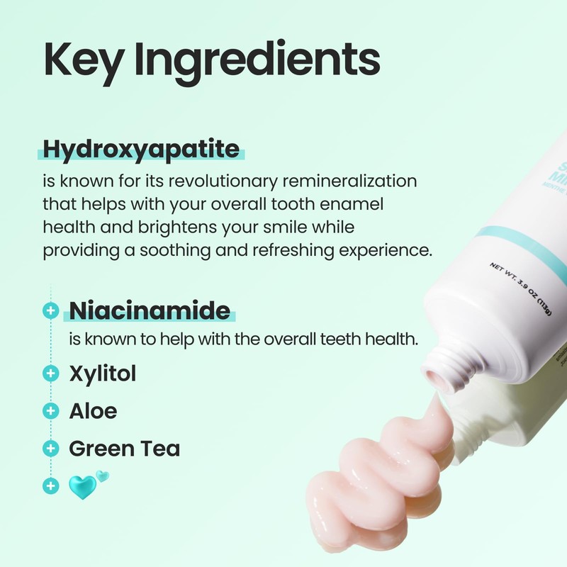 HIMALAYA PINKSALT Fluoride Free Hydroxyapatite Toothpaste with Niacinamide, Helps Remineralize,