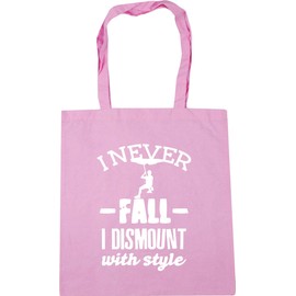 Hippowarehouse I never fall off I dismount with style - Rock climb Tote Shopping Gym Beach Bag 42cm x38cm, 10 litres