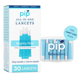 Pip Lancets for Diabetes Testing - 30G x 1.0mm Ultra-Thin Needles - 100 Count Safety Lancets | Single-Use Design for Painless Blood Glucose Testing - No Lancing Device Needed - Blue