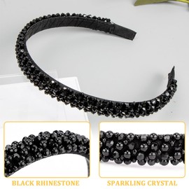 CULEO Fashion Headbands for Women, Women's Headband, Rhinestone Pearl, Women's Headband, Thick Shiny Headband, Women's Headband, Black