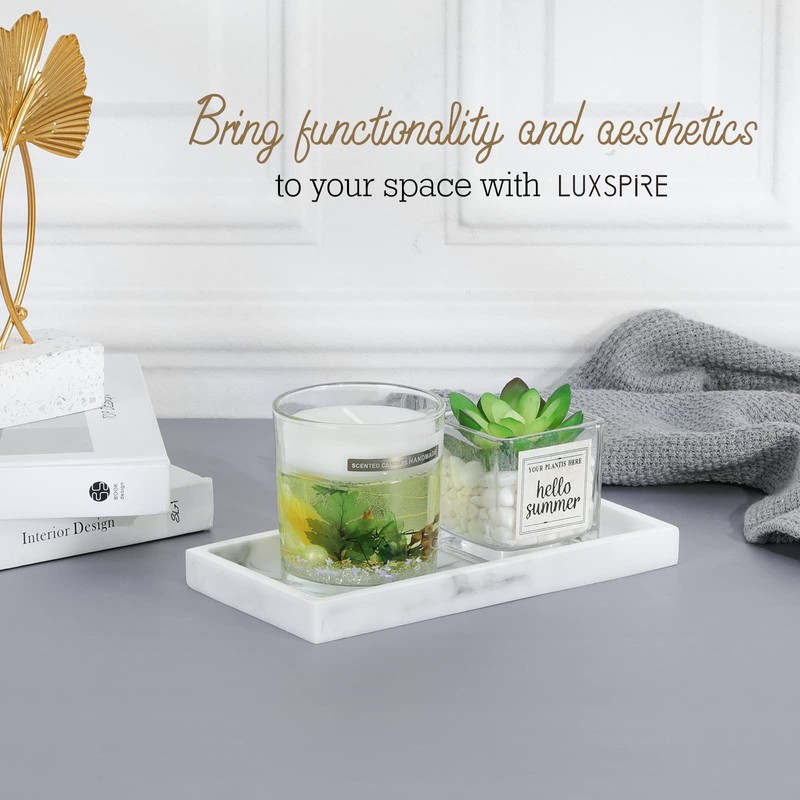 Luxspire Bathroom Vanity Tray, 8 x 4 inch Resin Kitchen