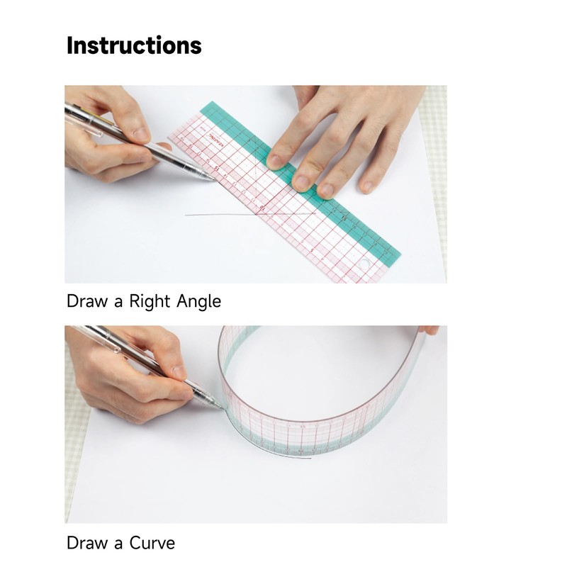 KEARING Clear Sewing Graph Ruler, Transparent Pattern Making Ruler for