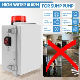 LINKCRO Septic Pump Alarm，Sump Pump Alarm with Pump Control Panel， High Water Septic Tank Alarm Featuring 110DB Water Level Alarm，Indoor/Outdoor Alarm Light for Sump,