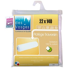 Nuit des Vosges 2072822 Aubin Bolster protector with elastic ends Absorbent flannel/Cotton White 22 x 140 cm