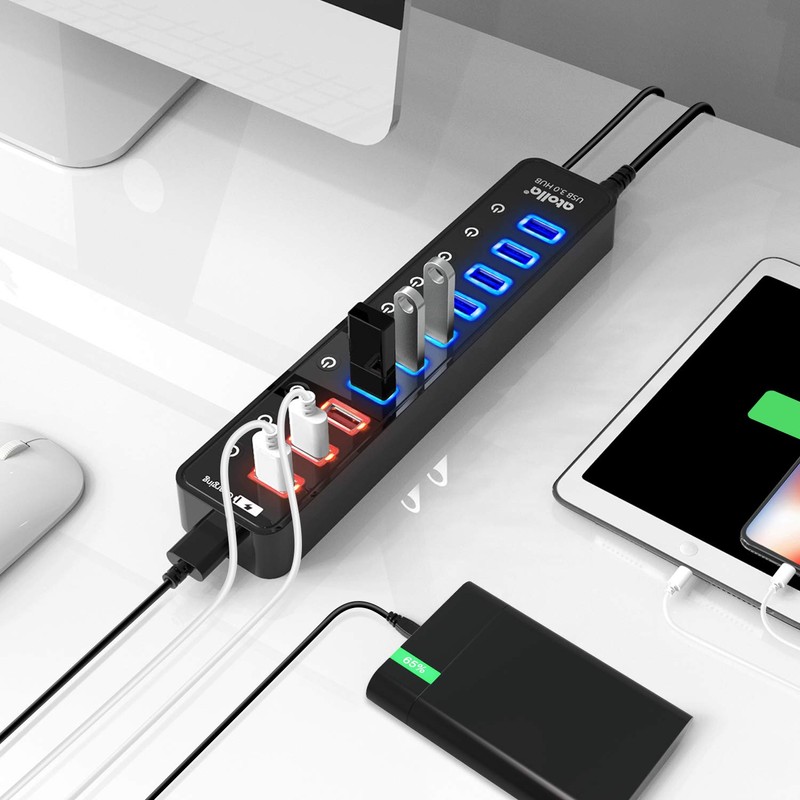 USB 3.0 Hub Powered, atolla 7-Port 5Gbps High Speed USB
