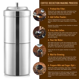 KSJONE South Indian Filter Coffee Maker 10 oz, 4-6 Cups Stainless Steel Coffee Maker, Drip Coffee Brewer, Madras Kaapi Kappi, Coffee Decoction Maker
