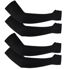 SUXEOTS New Cooling Arm Sleeves with Thumb Hole for Men and Women, UV Sun Protection Sleeves for Summer Sports, High Elasticity and Anti-Slip Ice Silk Sleeve (2, Black)