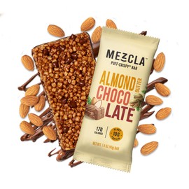 Mezcla Puff-Crispy Protein Bar, Almond Butter Chocolate, Vegan, Gluten Free, Plant Protein Energy Bar