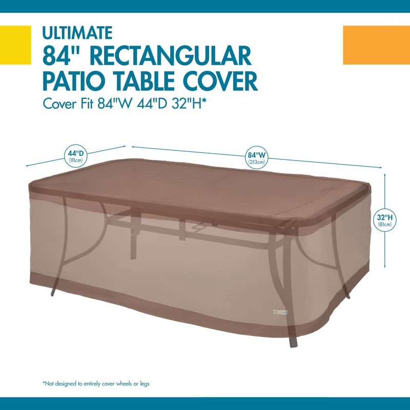 Duck Covers Ultimate Waterproof 84 Inch Rectangular Patio Table Cover,