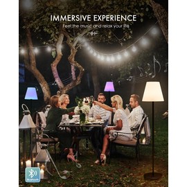 Yoolax light Outdoor Solar Floor Lamp with Bluetooth Speaker, APP Control Waterproof IP65 Outdoor Lamps for Patio, Cordless Floor Lamp with Dimmable 8 RGB LED for Lawn, Pool, Garden, Deck