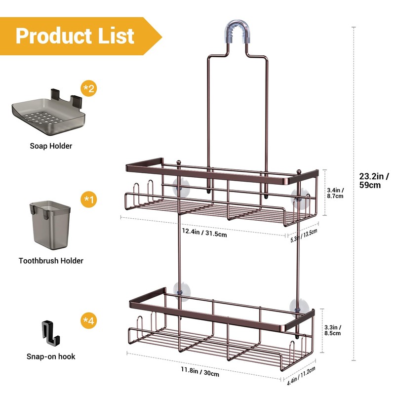 AKTECKE Shower Caddy Hanging Bathroom Organizer: Rustproof Shelf for Inside