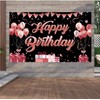 Happy Birthday Party Decoration Backdrop Large Black and Rose Gold