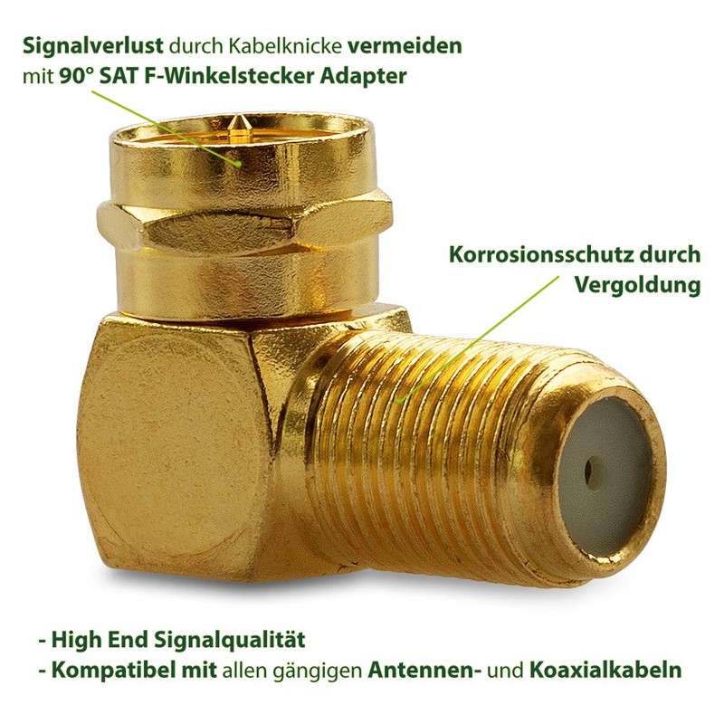 4 x F-angle plug, high end antenna plug, angle adapter,