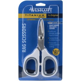 Westcott 5.5" Rag Snips, Crafting, Quilting & Sewing Scissors for Fabric Cutting with Titanium-Bonded Blades