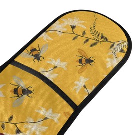 ZZXXB Spring Bee Floral Double Oven Mitt Heat Resistant Non-Slip Kitchen Gloves Extra Long 7" x 35" for Cooking Baking Barbecue Grilling