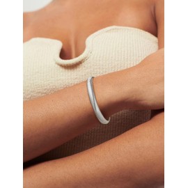 Stainless Steel Stretch Bangle Bracelets for Women, 10mm Wide Band Bracelet, Silver Wristband Cuff Bracelets