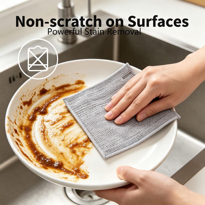 Gray Mesh Dish Scrub Pads 10 Pack, Non Scratch Reusable