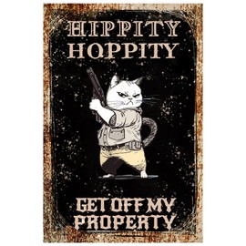HIPPITY HOPPITY Metal Sign, 12 * 8″ Retro Funny Tin Metal Poster Sign, Cute Wall Decor Indoor & Outdoor Decorative Plaque for Room Home