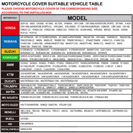FENRIR 420D 90"INCH Motorcycle Cover Waterproof Outdoor Storage compatible with Adventure MaxiScooter R1300GS R1250GS S1000XR Multistrada Vstrom Versys Tracer9 Tenere700 Africa twin NC750 XMAX Burgman