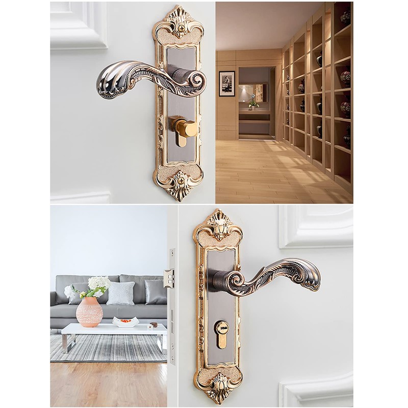 Retro Door Lock Indoor Lever Tongue Lock Handle Lockset Mechanical