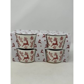 Prima Design Reindeer Ramekins Set of 4 Christmas holiday red/white nib baking