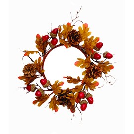 10" Fall Leaves, Acorn, Cone Candle Ring, Set of 2