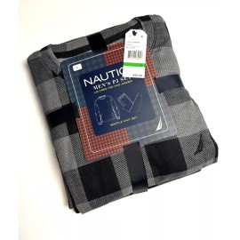 Nautica Men's 2-Pc. Relaxed-Fit Buffalo Plaid Waffle-Knit T-Shirt Pajama Pant L