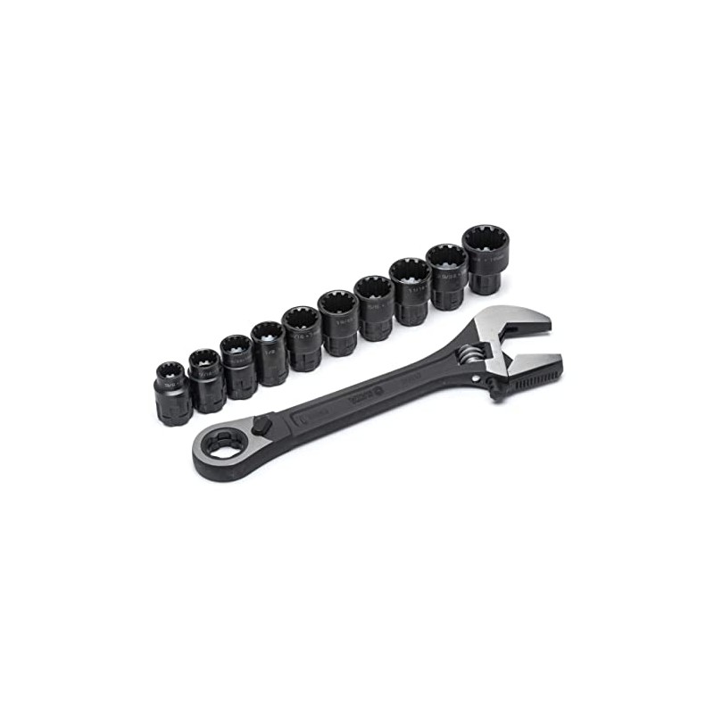 SATA 11 Piece X6 Pass-Thru Adjustable Wrench Set - Black