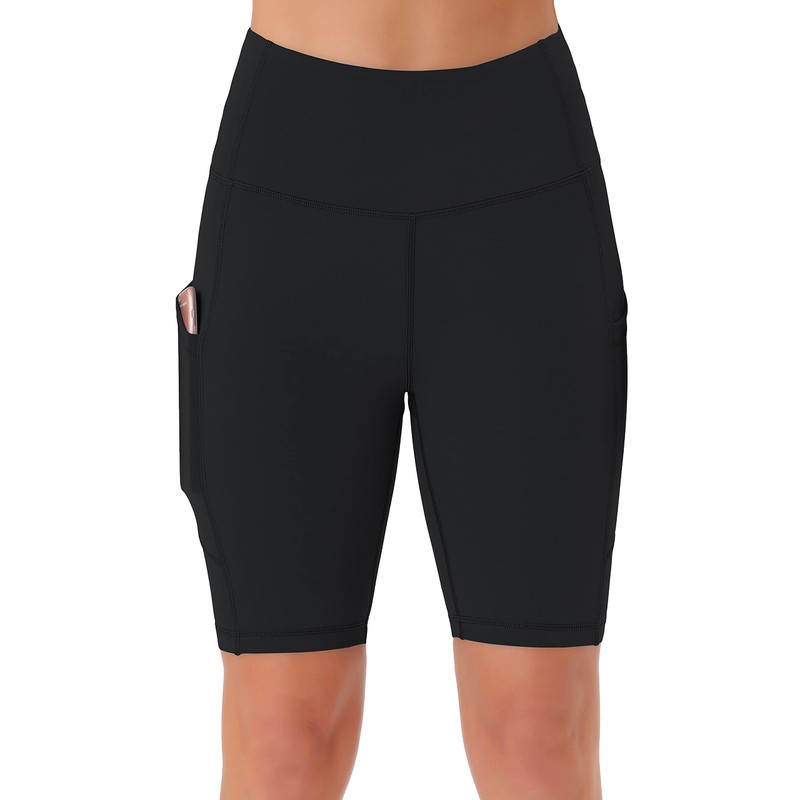 Persit Women's Short Leggings, Opaque Cycling Shorts with Pockets, black
