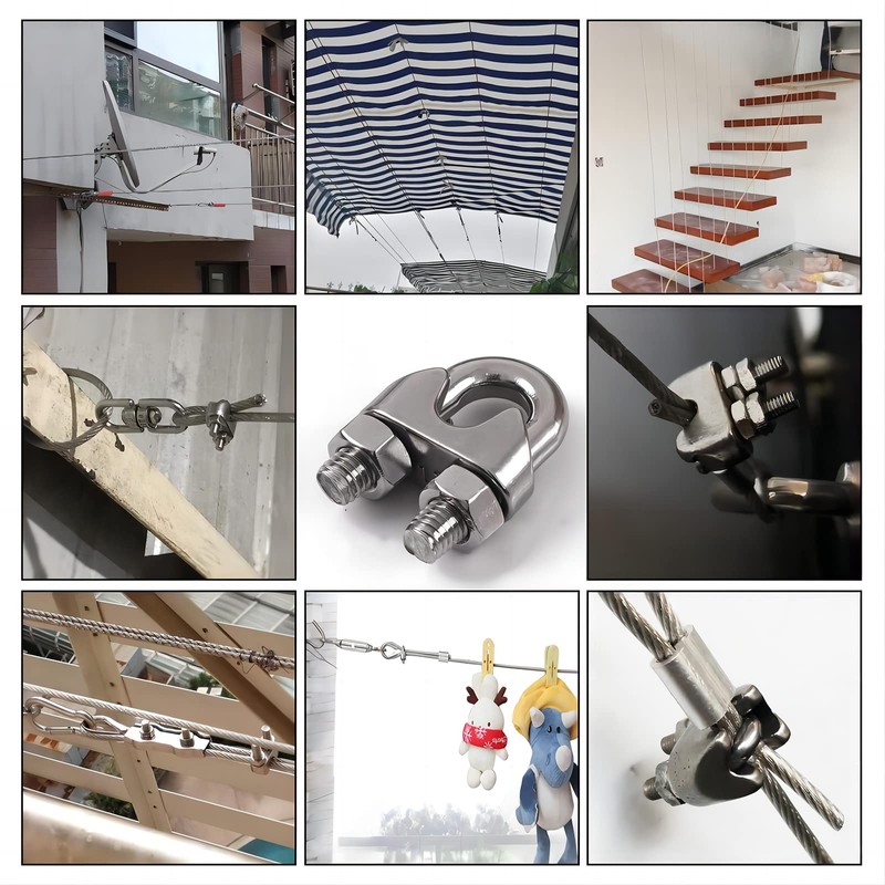Bailinks 10 Pcs Wire Rope Clamp M4, 304 Stainless Steel