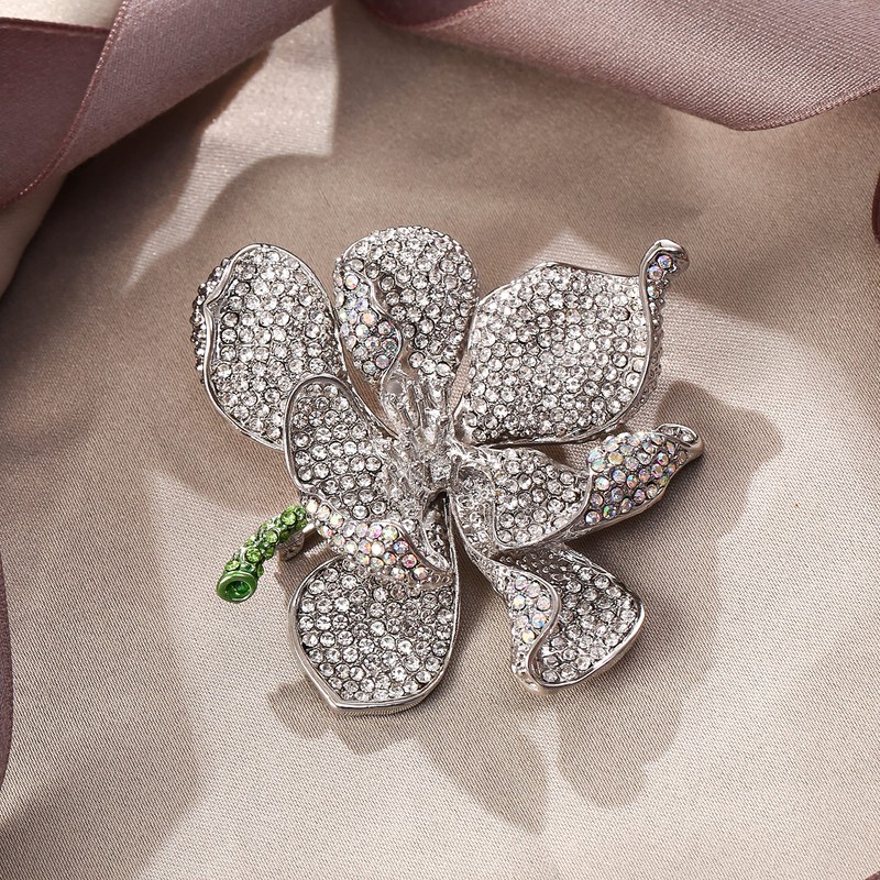 EVER FAITH Women's Austrian Crystal Orchid Flower Petal Brooch Iridescent