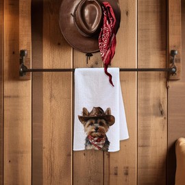 Cabana Bro Yorkshire Terrier Gifts Kitchen Towels, Yorkie Gifts for Women Decorative Hand Towels for Bathroom, Funny Western Cowboy Yorkshire Terrier Dish Tea Towels for Kitchen, 16x24 Inch