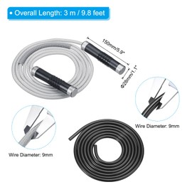 PATIKIL Weighted Jump Rope for Fitness 1LB, Workout Speed Skipping Rope 9mm Fabric Cotton & 9mm Solid PVC Rope Ball Bearing Swivel for Men Women Aerobic Exercise, Gray