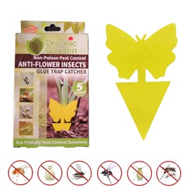 5 Pack - Sticky Yellow Butterfly Bug Traps for - Fruit Fly, Gnat Trap, White Flies, Mosquito, Fungus Gnats, Flying Insects Indoor/Outdoor Use