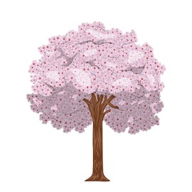 Glooming Cherry Blossom Tree Wall Sticker- Floral DIY Wall Art - Cherry Blossom Mural Decor for Home - Self Adhesive Vinyl Made Stickers for Nursery,Living Room,Baby Room,Bed Room etc-Size 9" x 10".