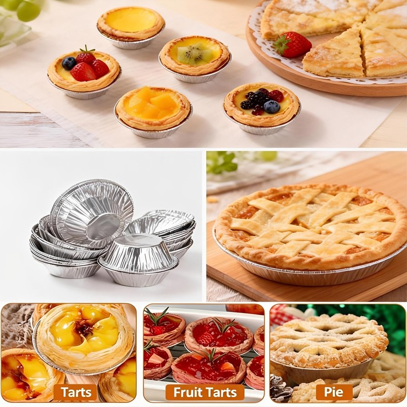 200 Pack Disposable Mini Pie Tins, 7.5cm Aluminum Foil Round