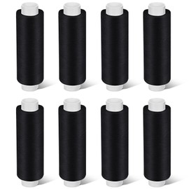Bupete 8 Rolls Black Thread for Sewing, 200 Yards Each Roll Sewing Thread, Polyester Threads for Sewing Machine Embroidery Hand Stitching