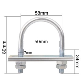 U Bolt U-Bolt 4 Pieces U Bolts M8 Round Stainless Steel U Screws Shackle U Shaped Bolt Closure with Nuts and Washer for Pipelines Towing Cars and Ships M8 x 50 x 80 mm