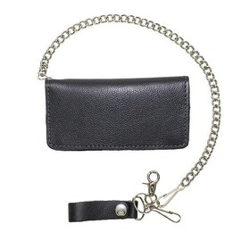 Billys Biker Gear Heavy Duty Black Leather Chain Wallet