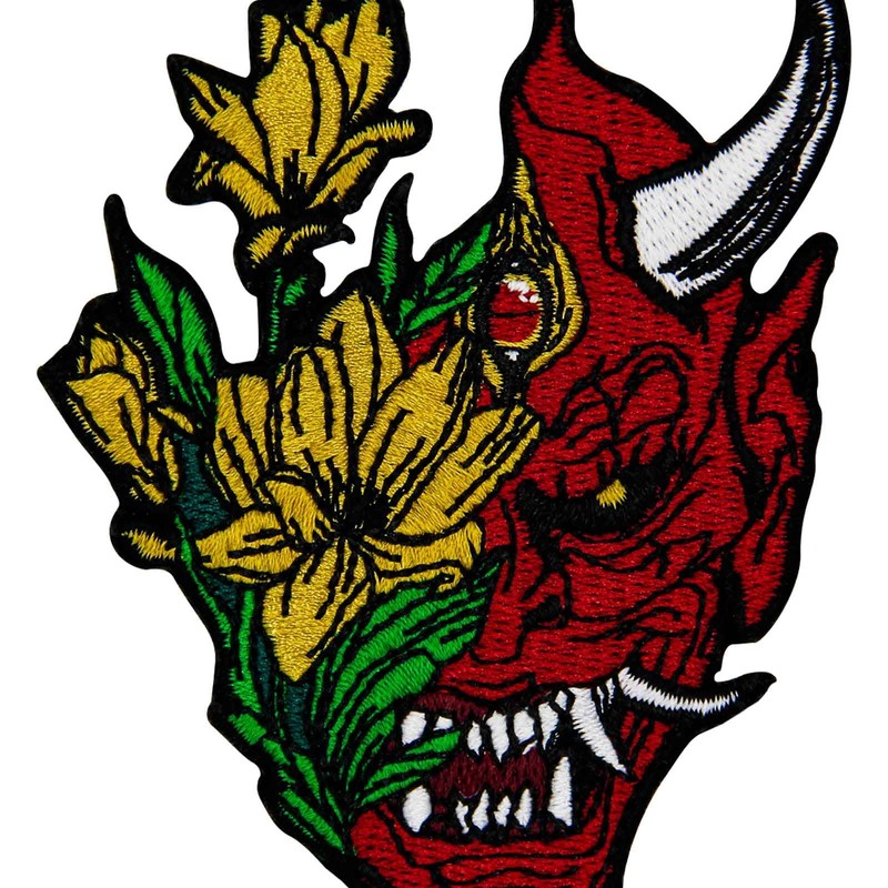 Hannya Flower Embroidered Iron on Sew on Patch