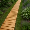 Plow & Hearth Outdoor Wooden Pathway, Natural Waterproof Weatherproof Hardwood