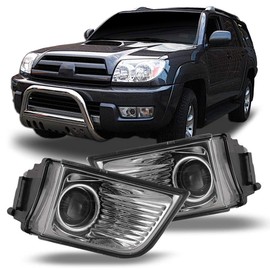 CPW OEM Fog Lights Assembly Fit For 2003 2004 2005 Toyota 4Runner, 1 Pair Driver & Passenger Driving Fog Lamps Replacement (Black Housing Clear Lens)