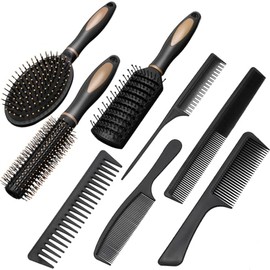 Yamitora 8 Piece Hair Brush Set, Massage Combs, Hair Brush Anti-Static, Edges Brush, Multiple Styles for Women Men Home Use, Travel