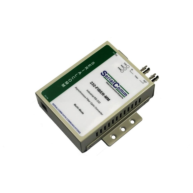 SerialComm RS232 to Fiber Optic Converter - MM ST, Industrial-Grade,