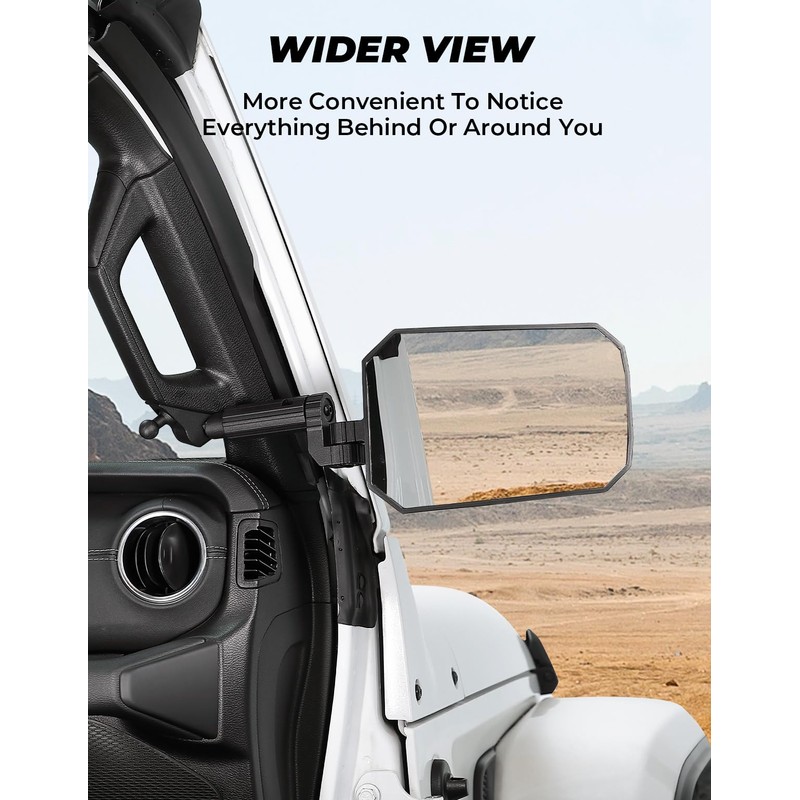 JOYTUTUS Mirrors Doors Off Compatible with 2018-2023 Wrangler JL/JLU &