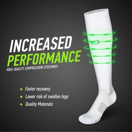 High-Quality Compression Stockings for Men and Women - Ankle Protection and Metatarsal Support - Flat Top Seams - for Running, Cycling, Jogging, Convalescence, Blood Circulation, Flying - Made in the EU, l