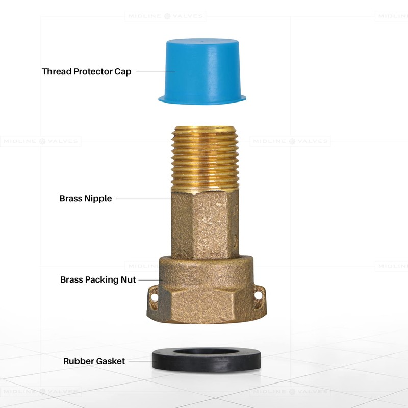 Midline Valve XND0034-OM-5 Brass Water Meter Coupling Adapter Pipe Fitting;