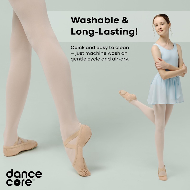 Dancecore Children's Slip-On Canvas Ballet Dance Shoe with Split Leather